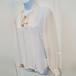 Jennifer Lopez Cream Blouse with Bow Detail